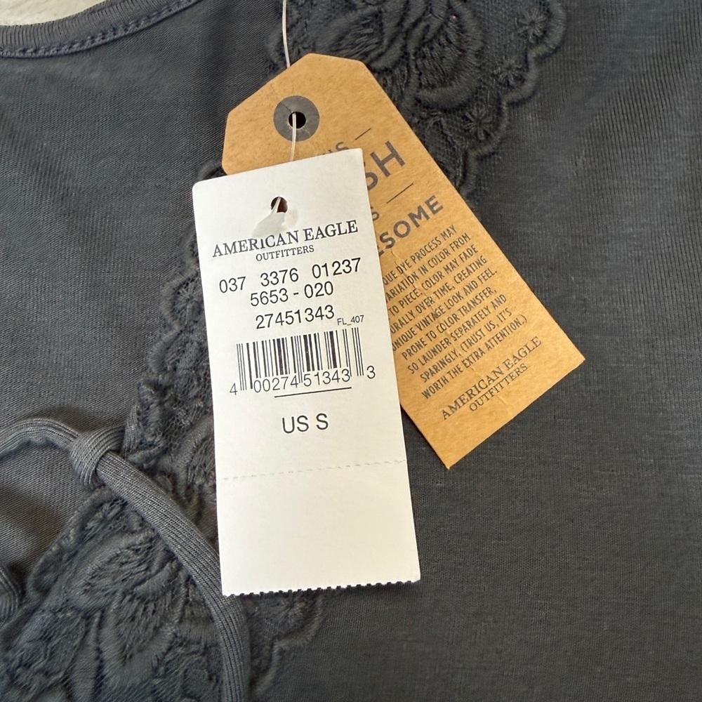 NWT American Eagle: Women's Long Sleeve Soft & Sexy Gray Lace Up, Size S - Picture 4 of 11